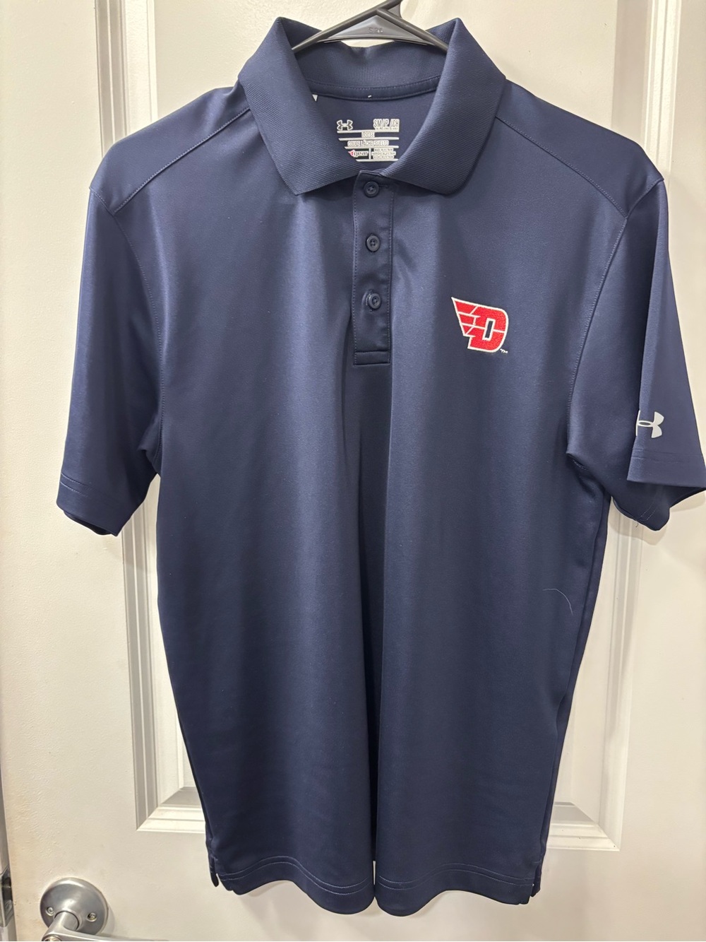 Under Armour Men’s Navy Polo with Red Dayton Logo